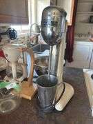 Malt mixer, assorted kitchen, baking items, stainless steel