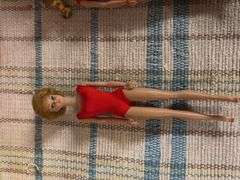 1963 Barbie and Midge doll case, (2) 1958 patent dolls, assorted clothes and patterns