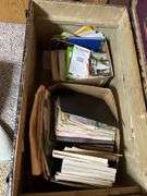 Humpback trunk w/ insert tray and a bunch of churchy books and literature