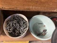 Rope, water can, bird house, mini shop vac, chain, etc