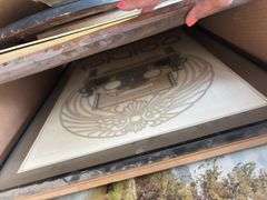 Large box of artwork does include some quality pieces, wildlife landscape, etc.