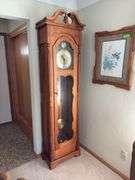 1985 dated and Signed Kraus Furniture Amana walnut Grandfather clock 12D x 23L x 83H