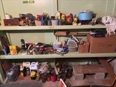 All on shelves includes all kinds of hardware, tools, tins, seal, tapes, etc BRING YOUR BOXES!!