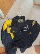 6 hangers of Hawkeye apparel, light coats/jackets most XXL