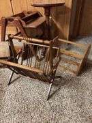 Small wood table, magazine rack, shelves, etc 6 pcs