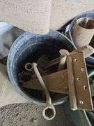 4 buckets and a box of farm iron