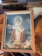 Many picture frames and pictures, all sizes