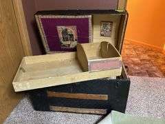 Humpback trunk w/ insert tray and a bunch of churchy books and literature