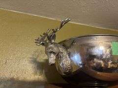 Large punch bowl with elk decorations
