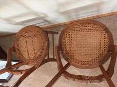 Walnut cane seat dining chairs, have been refinished by Schanz Furniture. Your bid x 2