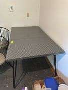 36x46 Lloyd metal and wood dinette table with 12” leaf and two chairs