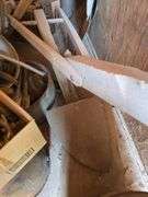 2 old walking plows, breaking plow and potato plow, cream separator parts