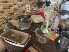 Malt mixer, assorted kitchen, baking items, stainless steel