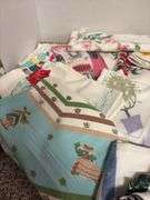 Printed fabric table linens and aprons