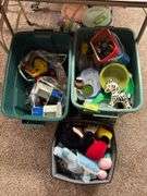 2 large totes of kids toys of all kinds and stuffies