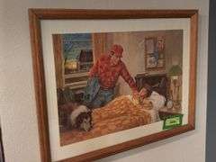 Waking Up For Chores print Marked International Harvester in corner, see photos