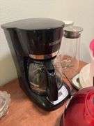Elec tea kettle, coffee maker, glass and plastic containers