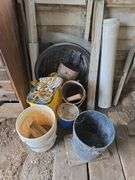 Contents of tool shed includes tool boxes, 2 floor jacks, 2 man saw, windows, buckets of charcoal, nail kegs, nails, pony shoes and more See photos, bring your gloves!