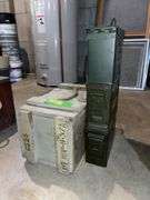 3 metal ammo boxes and 1 wood munitions box