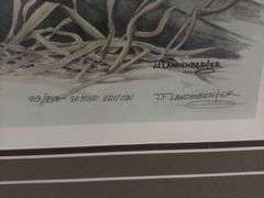 Schanz Furn Amana oak frame 25 x 30 w/ Landenberger Ringneck Pheasant print Second Edition S/N 913/950