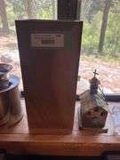 Decor in window - stained glass, trinket boxes, vase