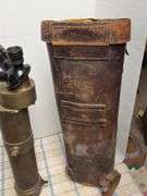 Brass "telescope"/ spotting scope, leather carry bag, 3 adjustable lenses, sights 25" long, probably military NO markings