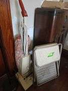Upright vac, step stool and floor lamp