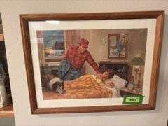 Waking Up For Chores print Marked International Harvester in corner, see photos
