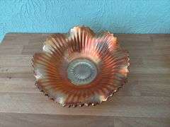 Three pieces marigold carnival glass, all unmarked