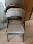 Tan/Grey square card table and 4 chairs