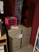 Metal shelf units, ring binder notebooks, shelving cubicals, filing cabinets, bookcase