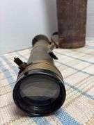 Brass "telescope"/ spotting scope, leather carry bag, 3 adjustable lenses, sights 25" long, probably military NO markings