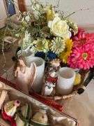 Home decor, angel, eggs, old stick matchbooks, LED candles etc...