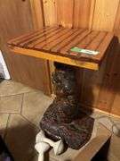 Unique knotty pine side table 14 x 18 x 28