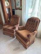 Pair of Best Chairs brown swivel platform rockers