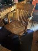 Antique solid oak desk chair