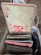 Bucket of license plates 50s and newer