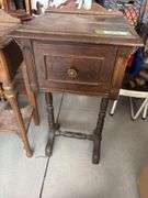 Two antique/vintage phone stands with dovetail drawers