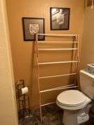African animal prints and decor, rug, towels, fold up drying rack