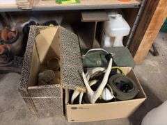 Bottom two shelves includes starting fluid, insect repellents, shoes, gloves, etc