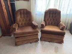 Pair of Best Chairs brown swivel platform rockers