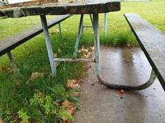 8' picnic table with heavy duty steel legs, needs new wood