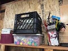 Large assortment of craft items, including thread, foam board, embroidery floss, pots, wood cut out items and so much more