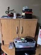 Portable radio, cassette tapes, playing cards, telephones etc...