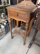 Two antique/vintage phone stands with dovetail drawers