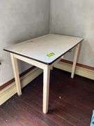 Enamel top table with single drawer 25D x 40L x 30H