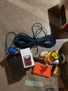 Rope, drop cords, bits, multipurpose plastic boxes, tape measure, bug spray, hooks, etc