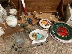 Variety of household decor, clock shelf and more