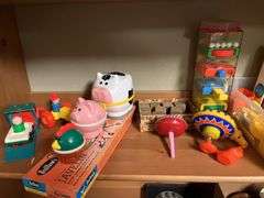 Fisher Price, wooden blocks, noise makers etc...