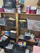 Large assortment of craft items, including thread, foam board, embroidery floss, pots, wood cut out items and so much more